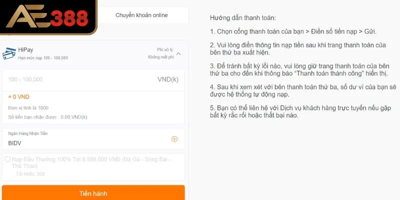 Những lưu ý quan trọng cần biết khi nạp tiền AE388