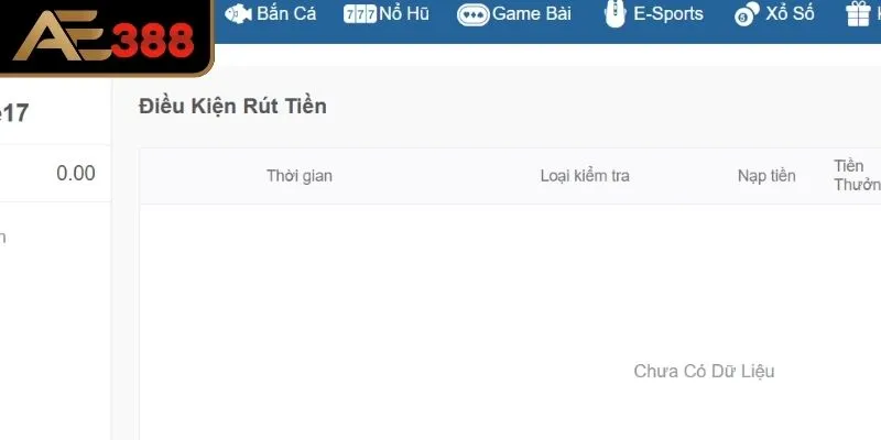 Các điều kiện hội viên nên đáp ứng trước khi rút tiền AE388